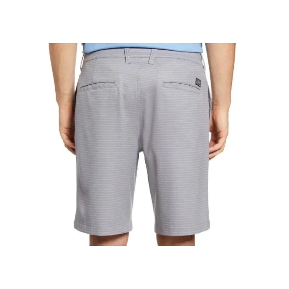TravisMathew Beck Mens Grey White Striped Golf Shorts Size 38 Performance EUC‎